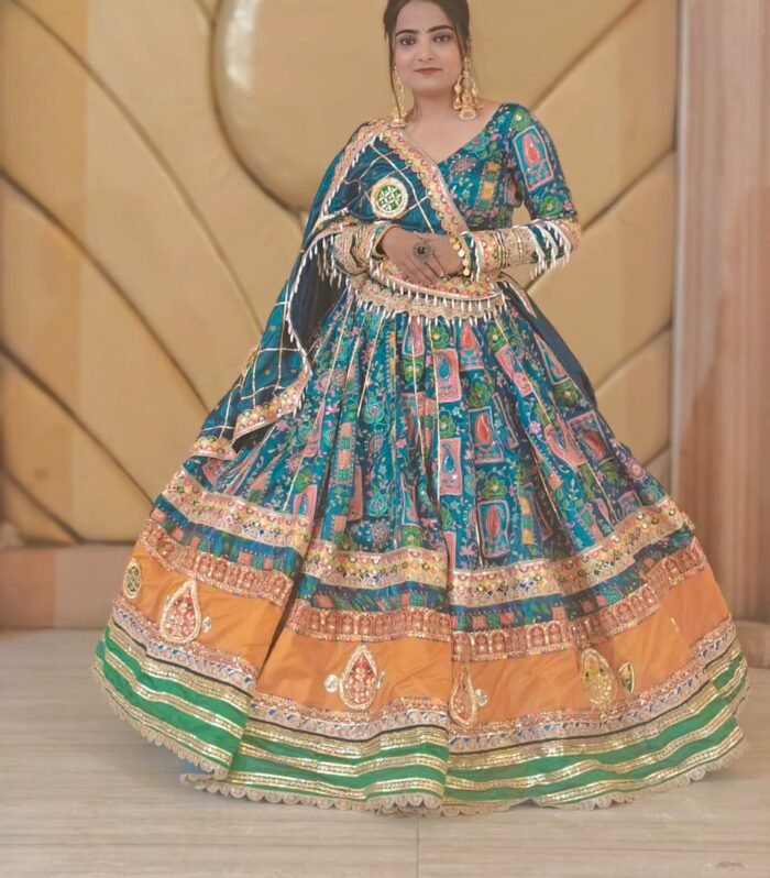 Royal Blue & Mustard Traditional Work Lehenga