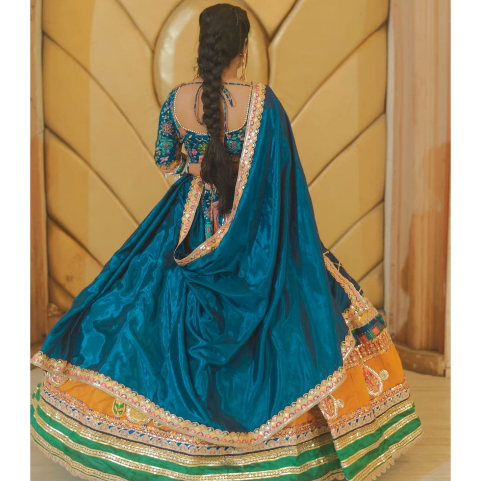 royal blue & mustard traditional work lehenga royal blue & mustard traditional work lehenga