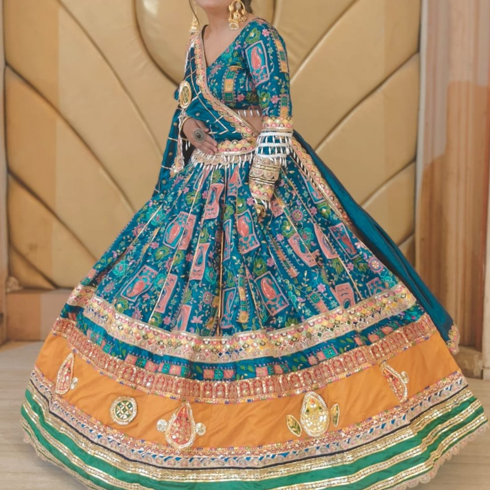 royal blue & mustard traditional work lehenga royal blue & mustard traditional work lehenga